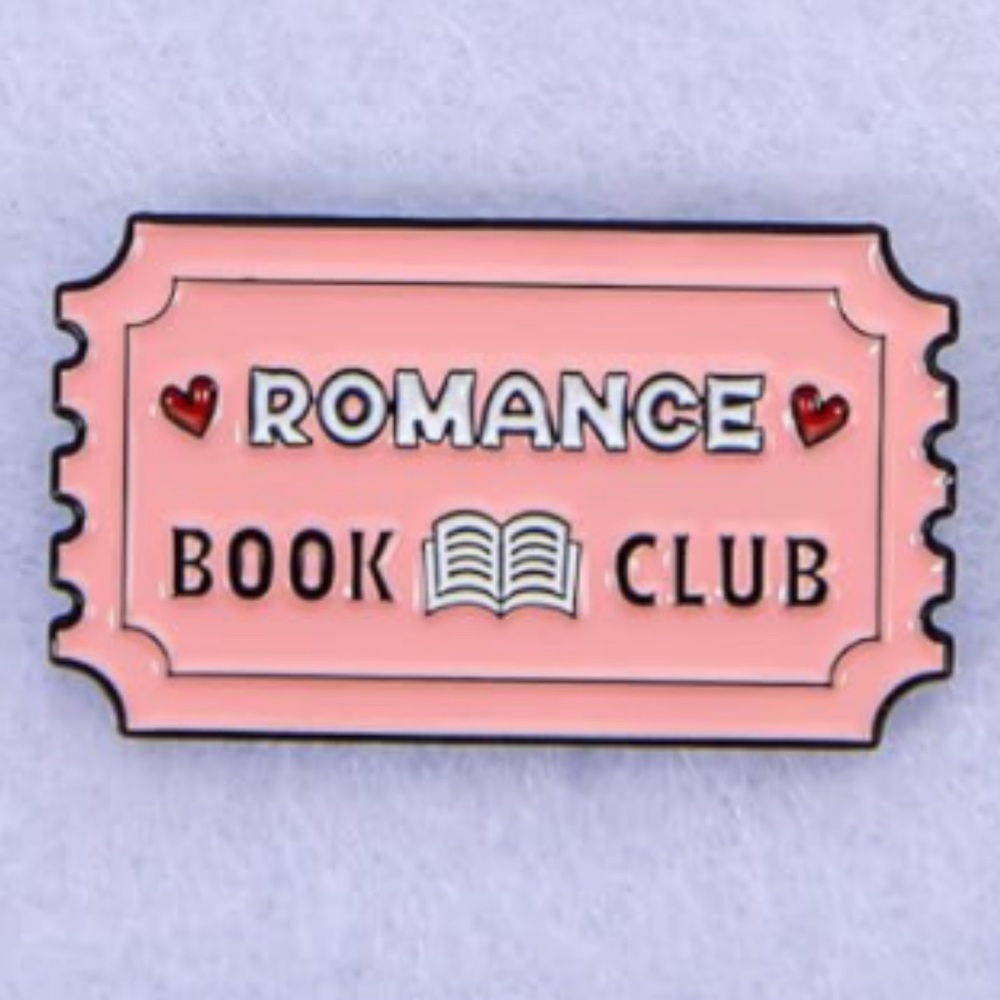 NEW Enamel Pin “Romance Book Club” Heart Literature Reading Pink White